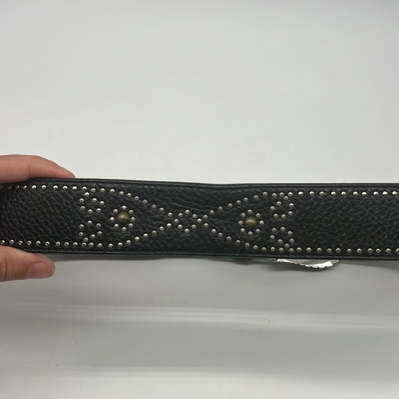 Brighton - Black Leather Silver And Gold Embellishment Design Buckle Belt Size L - Picture 4 of 9